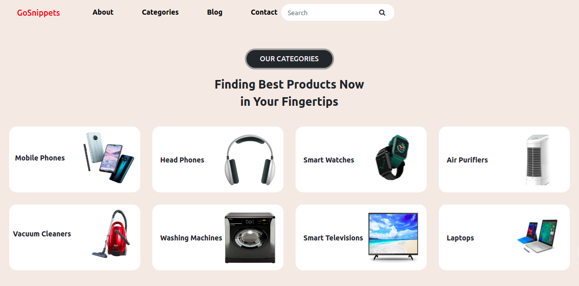 product navigation snippet