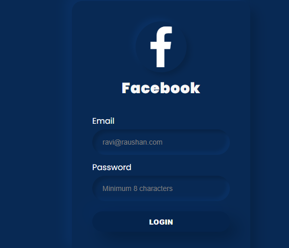 Neumorphic facebook login