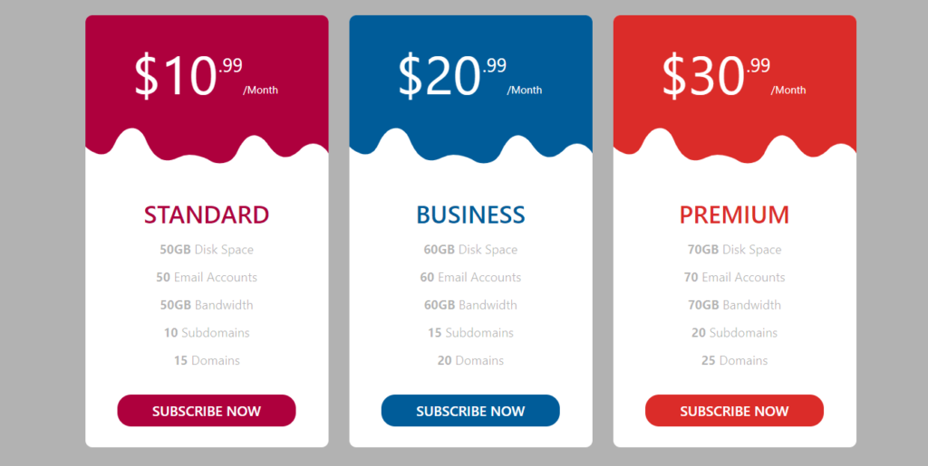 Responsive Bootstrap 5 pricing table template Responsive Bootstrap 5 pricing table template