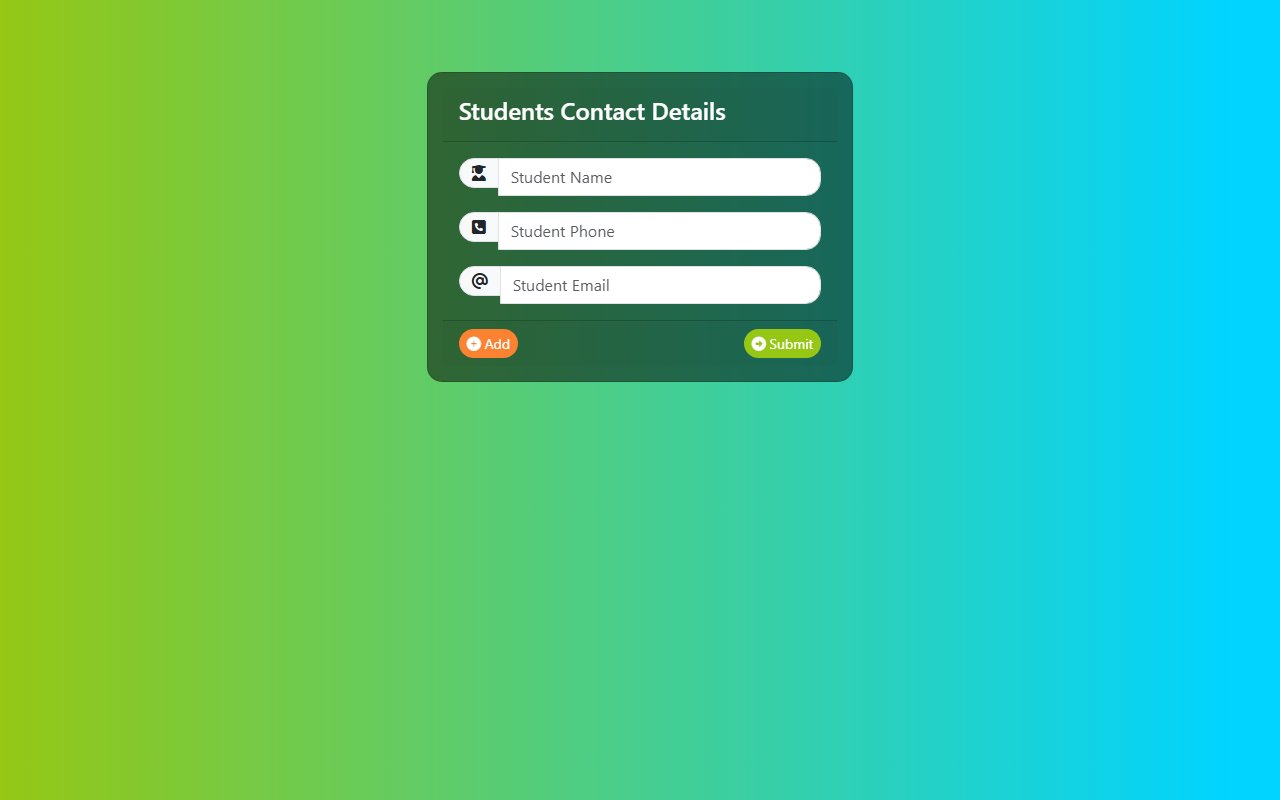 Bootstrap 5 Animated Dynamic Form for Students Contact — Bootstrap 5 snippet preview