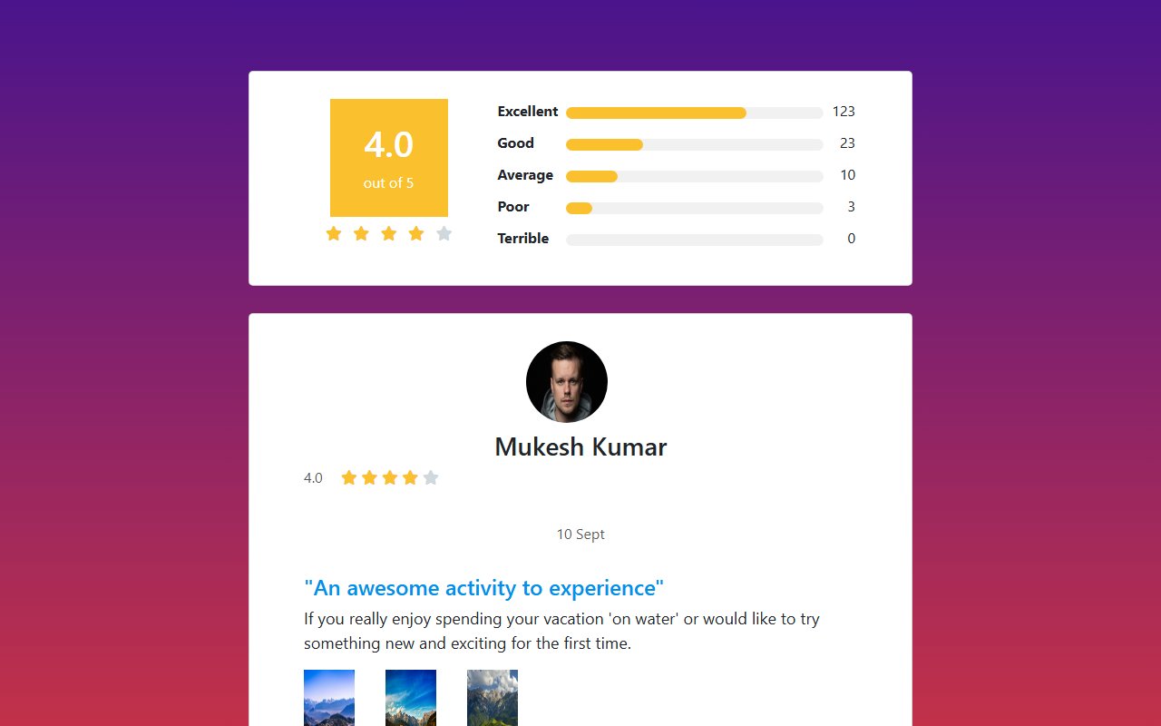 Bootstrap 5 rating and review with user comment snippets — Bootstrap 5 snippet preview
