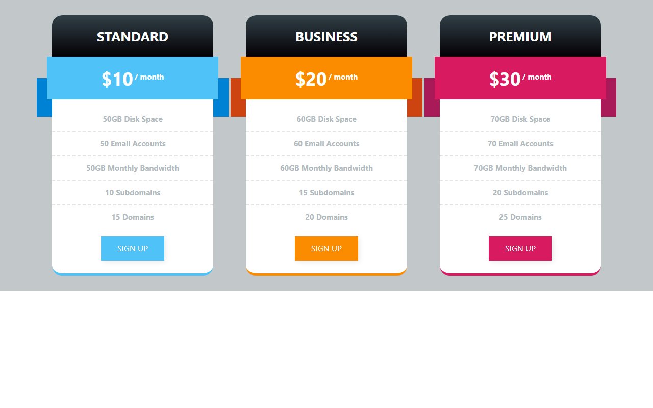 Bootstrap CSS Pricing Table Template — Bootstrap 5 snippet preview