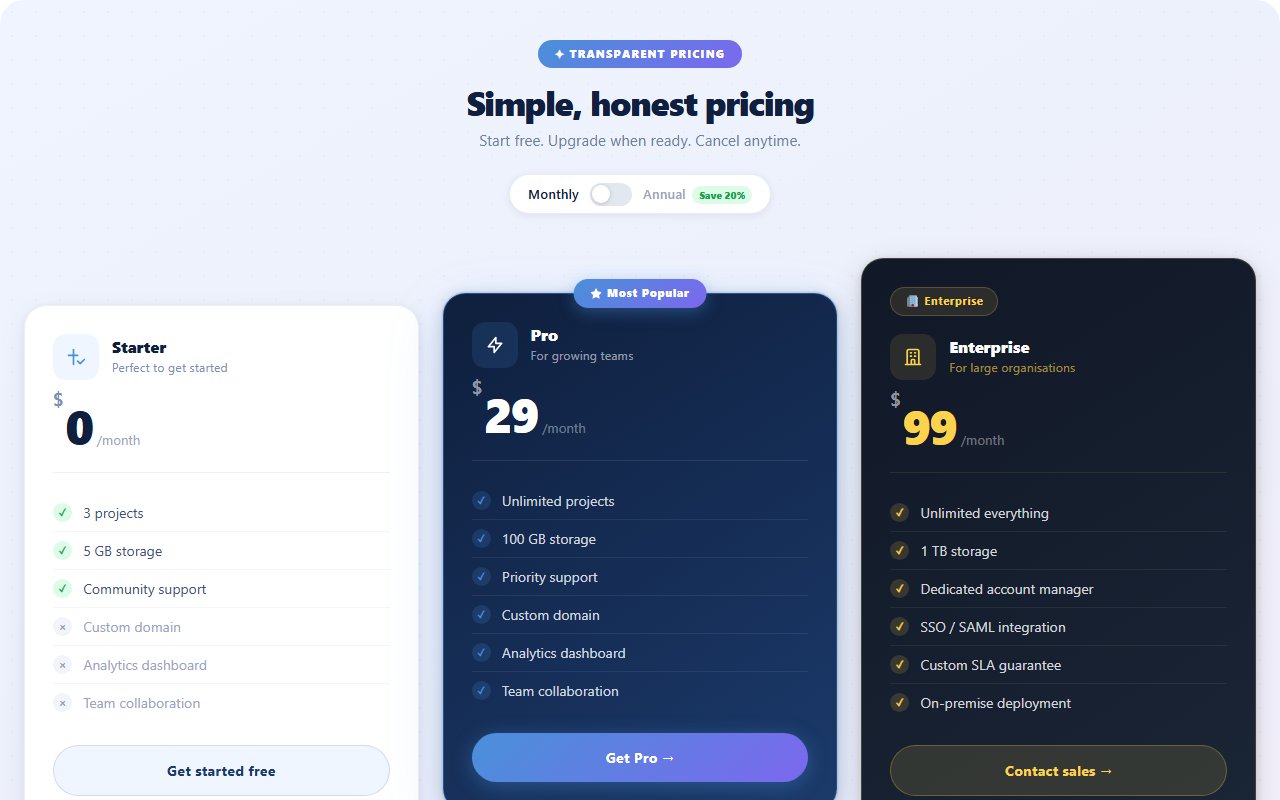 Premium Pricing Table — Bootstrap 5 snippet preview