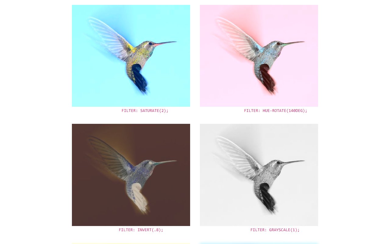 Pure CSS Image Filters snippet — Bootstrap 5 snippet preview