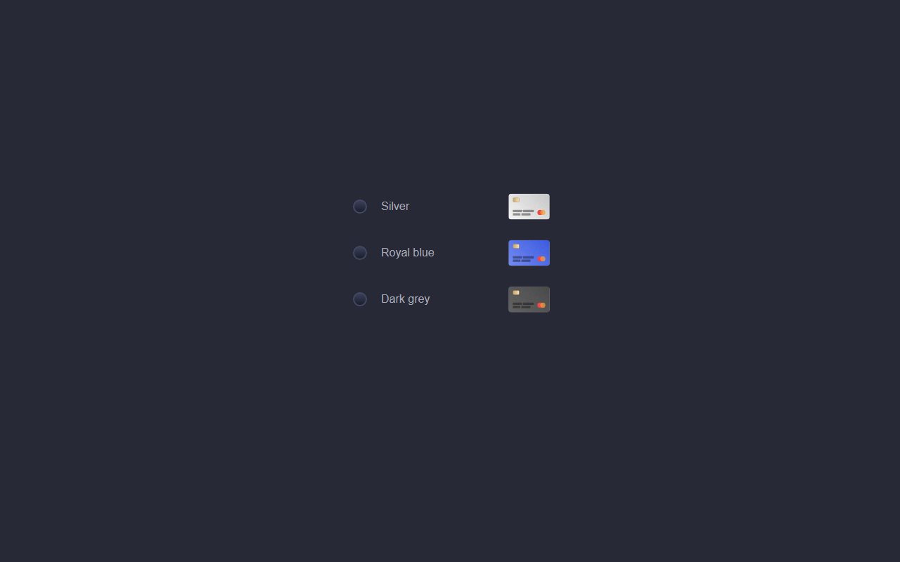 Recreation: Card theme radio switcher snippet — Bootstrap 5 snippet preview