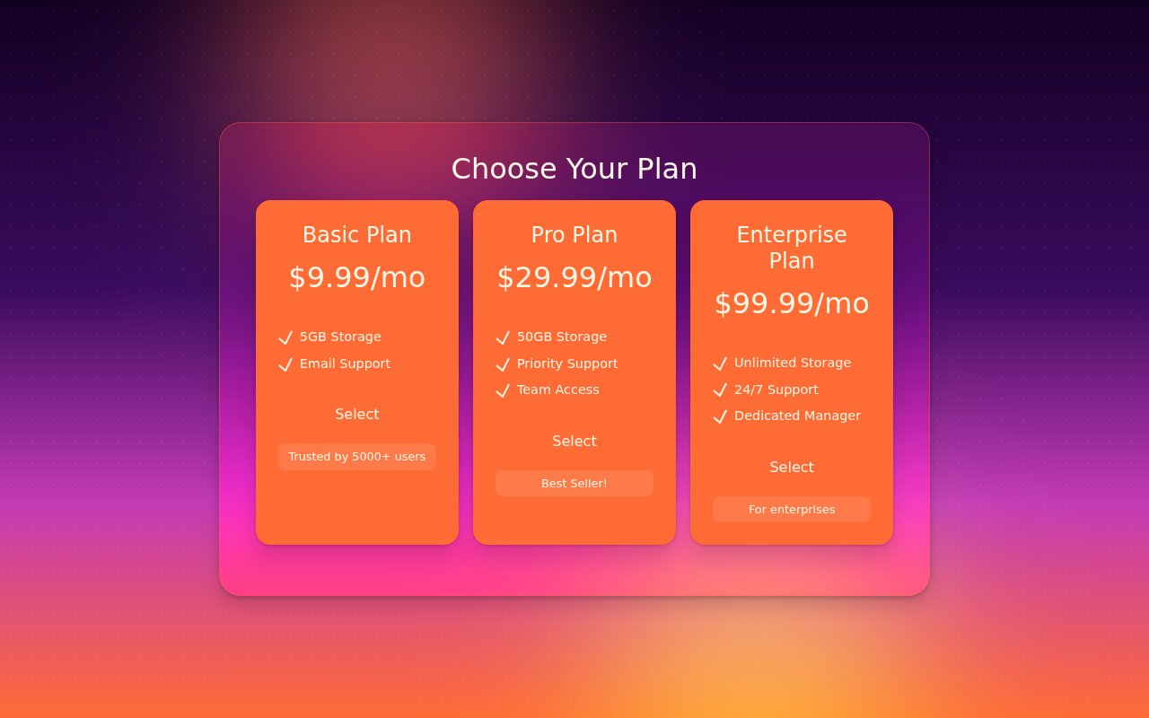 Retro Synthwave Pricing Selector with Trust Badges — Bootstrap 5 snippet preview